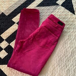 Paige crop velvet magenta jeans, size 25